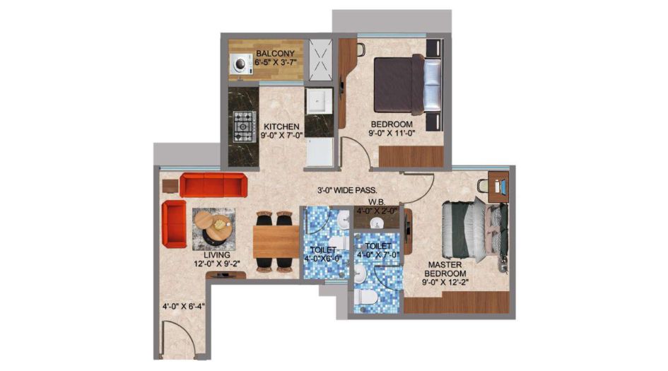 Arihant-Sports-City-Floor-Plan-2-BHK-Type-A
