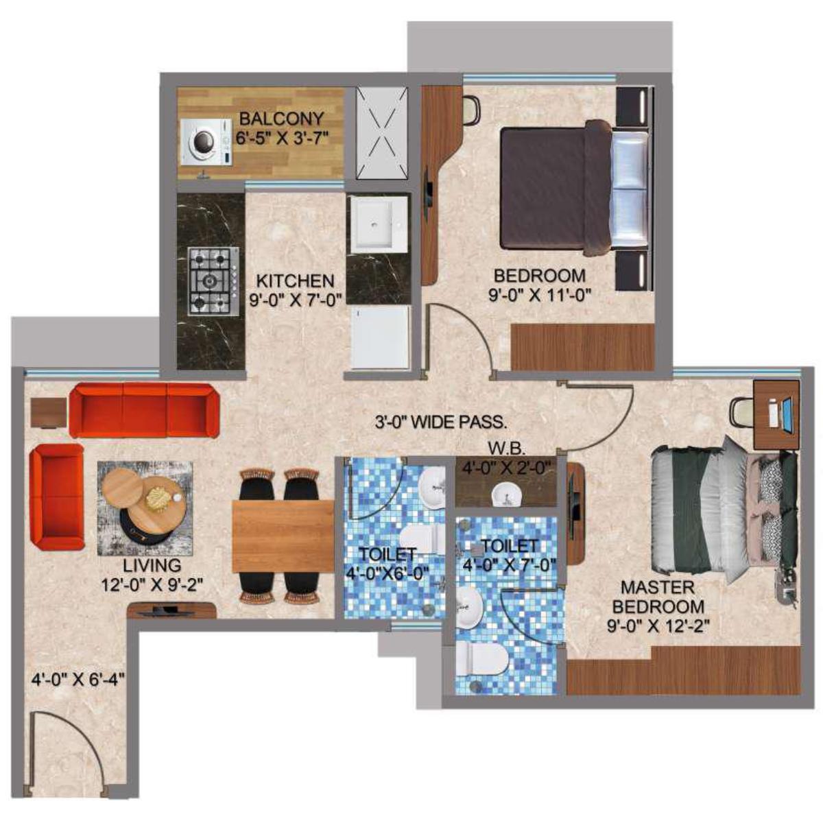 Arihant-Sports-City-Floor-Plan-2-BHK-Type-A